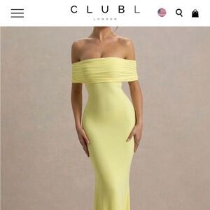 Club L London Off-Shoulder Yellow Maxi Dress